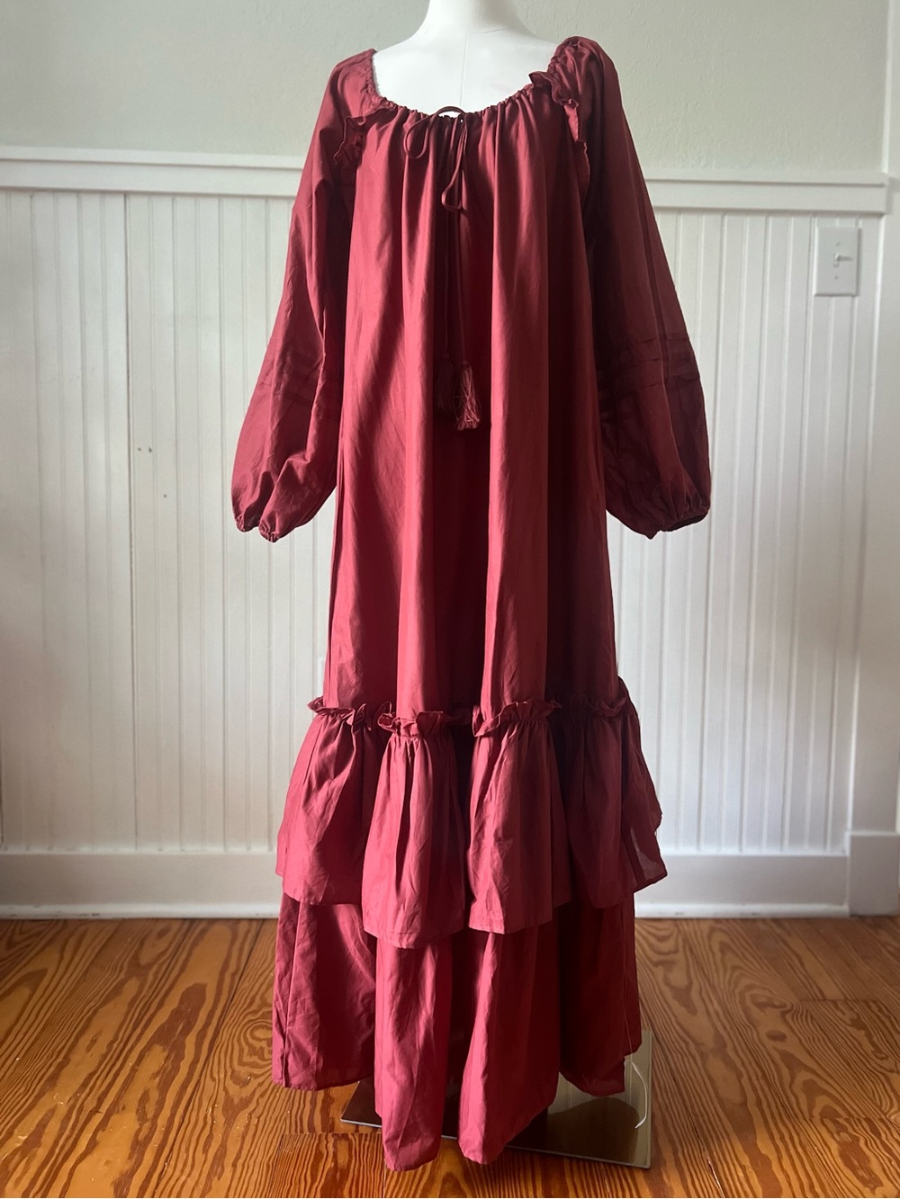 Women’s‎ ASOS Channel Neckline And Ruffled Hem Maxi Dress Size 6 Rust Prairie